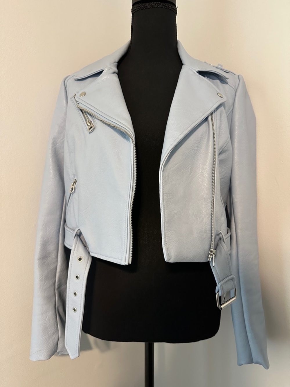 NWT Zara Light Blue Faux Leather Jacket - TRF Outerwear